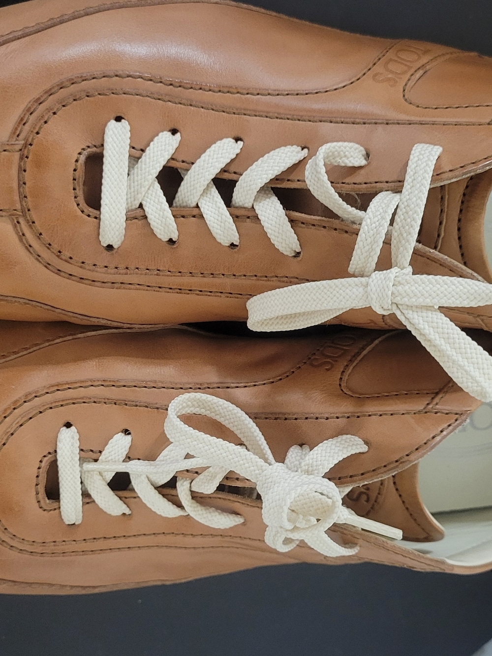 Tod's Tan Leather Oxfords with White Laces